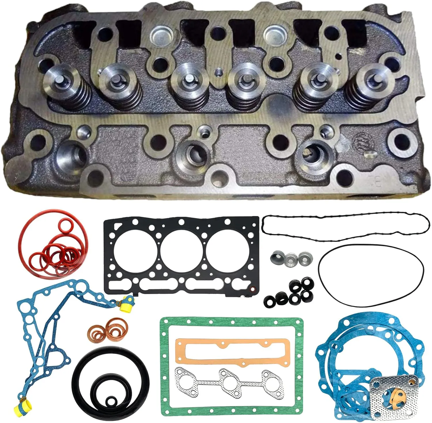 Cylinder Head with Valve&Full Head Gasket Kit for Kubota D1105 B26 B7610 F2880 FZ2400 RTV1140CPX RTV1100MCW