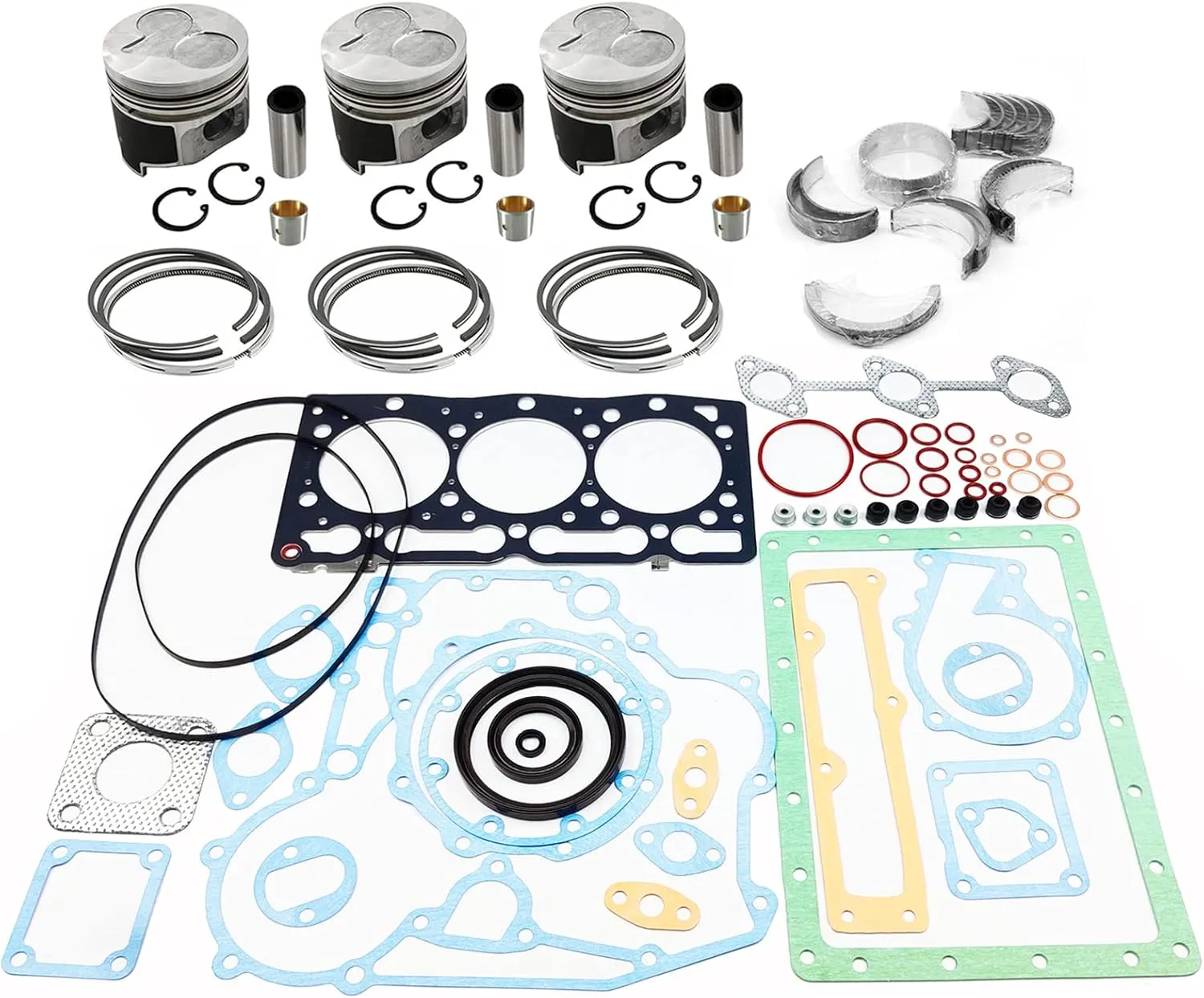 Overhaul Rebuild Kit NO Valves Liners For Kubota D1105 Engine KX41 KX36-2 KX41-2 U25S Excavator F2400 F2560E F2880 F2680E B1750D B1750E Tractor