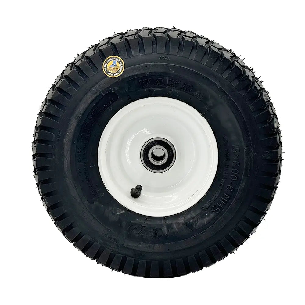 1PCS 15x6.00-6 Lawn Mower Tires,15x6-6 Front Tire Assembly Replacement for Craftsman/John Deere/Cub Cadet Riding Mowers,4 Ply Tubeless,570lbs Capacity,3" Offset Hub,3/4" Bushing