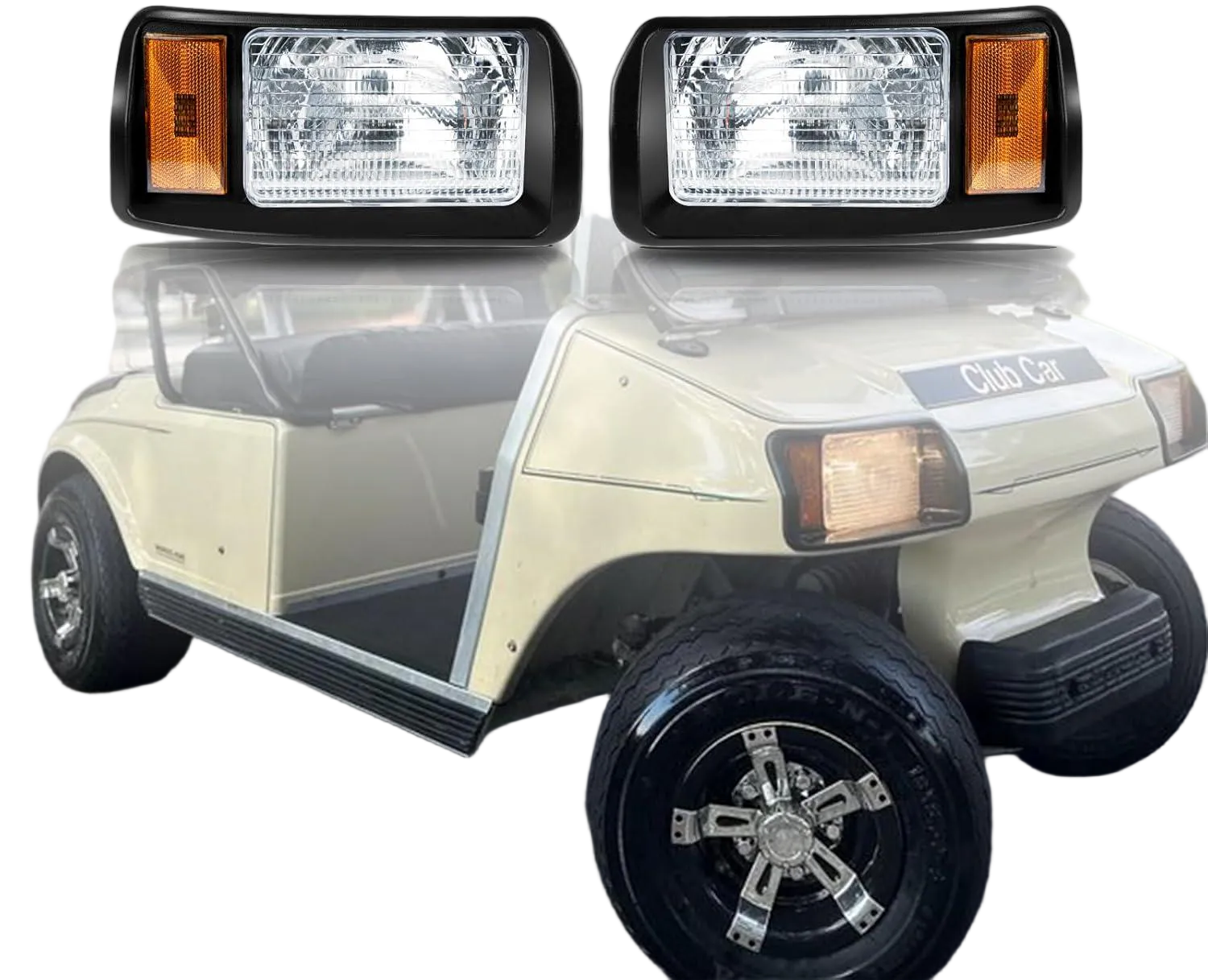 Halogen Headlights for 1993 Up Club Car Ds Passenger and Driver Side Factory Style OEM 101988002 101988001 Replace 12V Head Lights Kit Assembly