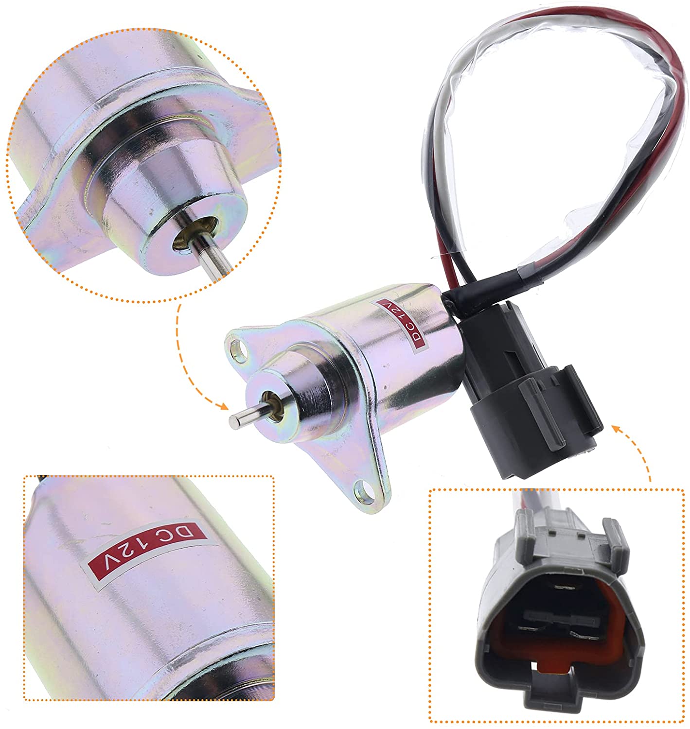 12V Fuel Shutoff Solenoid M810324 for John Deere 17D 17G 26G 27D 35D 50D 110 790 3120 4105 2025R 2032R 3032E Yanmar 119233-77932 Synchro Woodward 1503ES-12S5SUC12S
