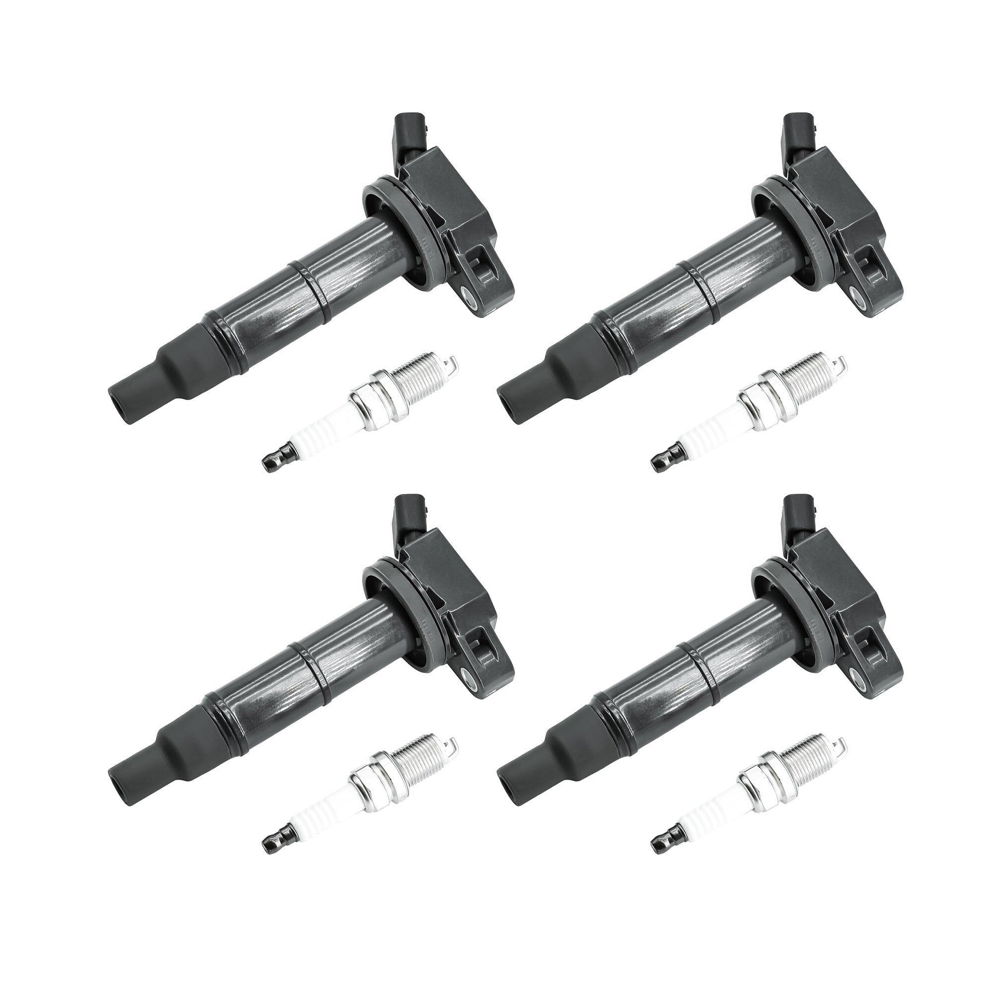 4PCS Ignition Coil Packs UF333 & 4PCS Double Iridium Spark Plug 7092 Compatible with Pontiac 2009–2010 Hatchback Vibe with Engine L4 2.4L