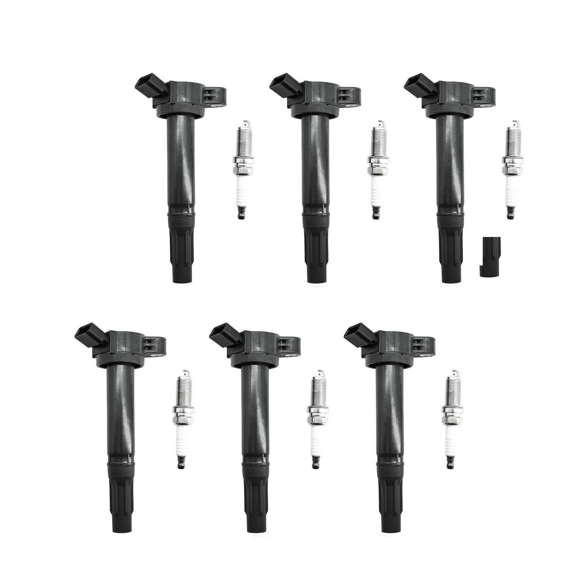 6PCS Ignition Coil Pack UF487 90919-02251 90919-A2002 & Double Iridium Spark Plug Fit for Lexus ES300h NX300h ES350 RX350 RX450h IS350