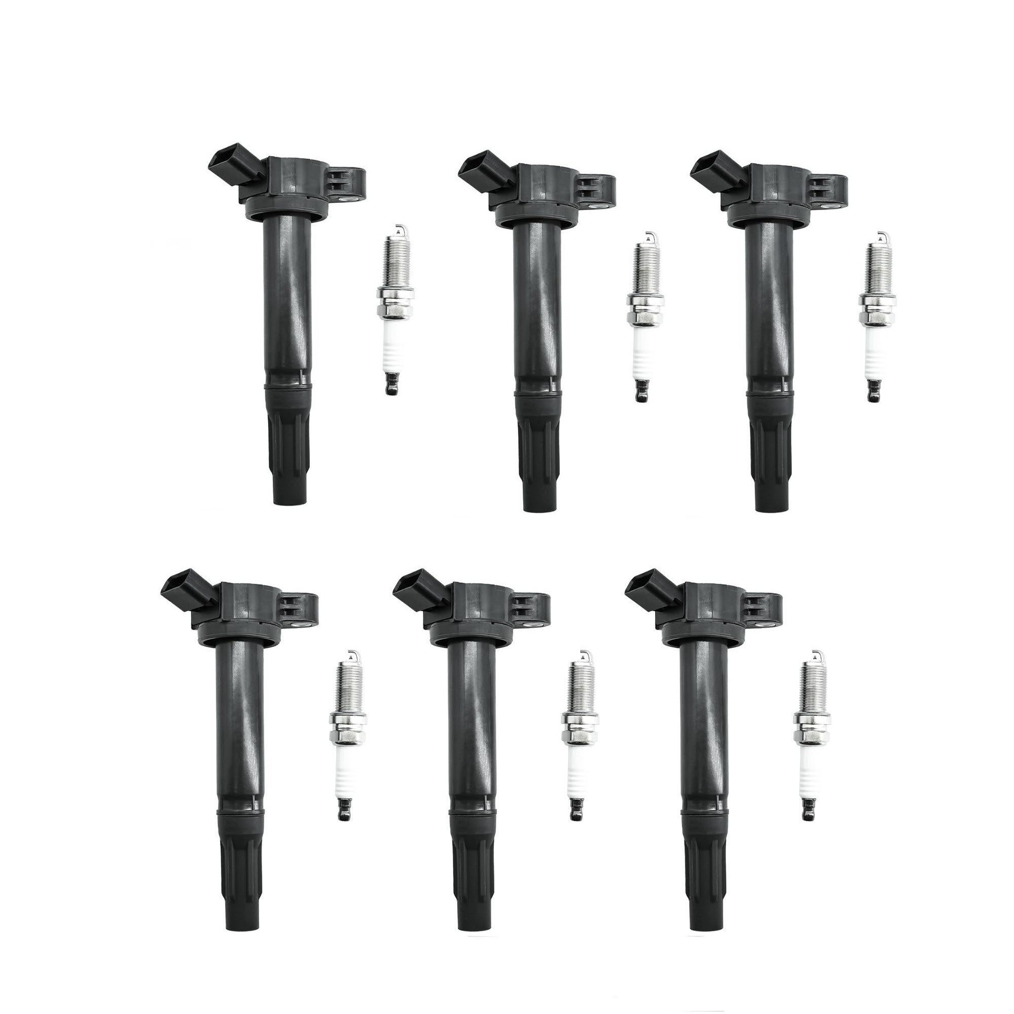 6PCS Ignition Coil Pack UF487 90919-02251 90919-A2002 & Double Iridium Spark Plug Fit for Scion 2011–2015 Coupe tC with Engine 2.5L