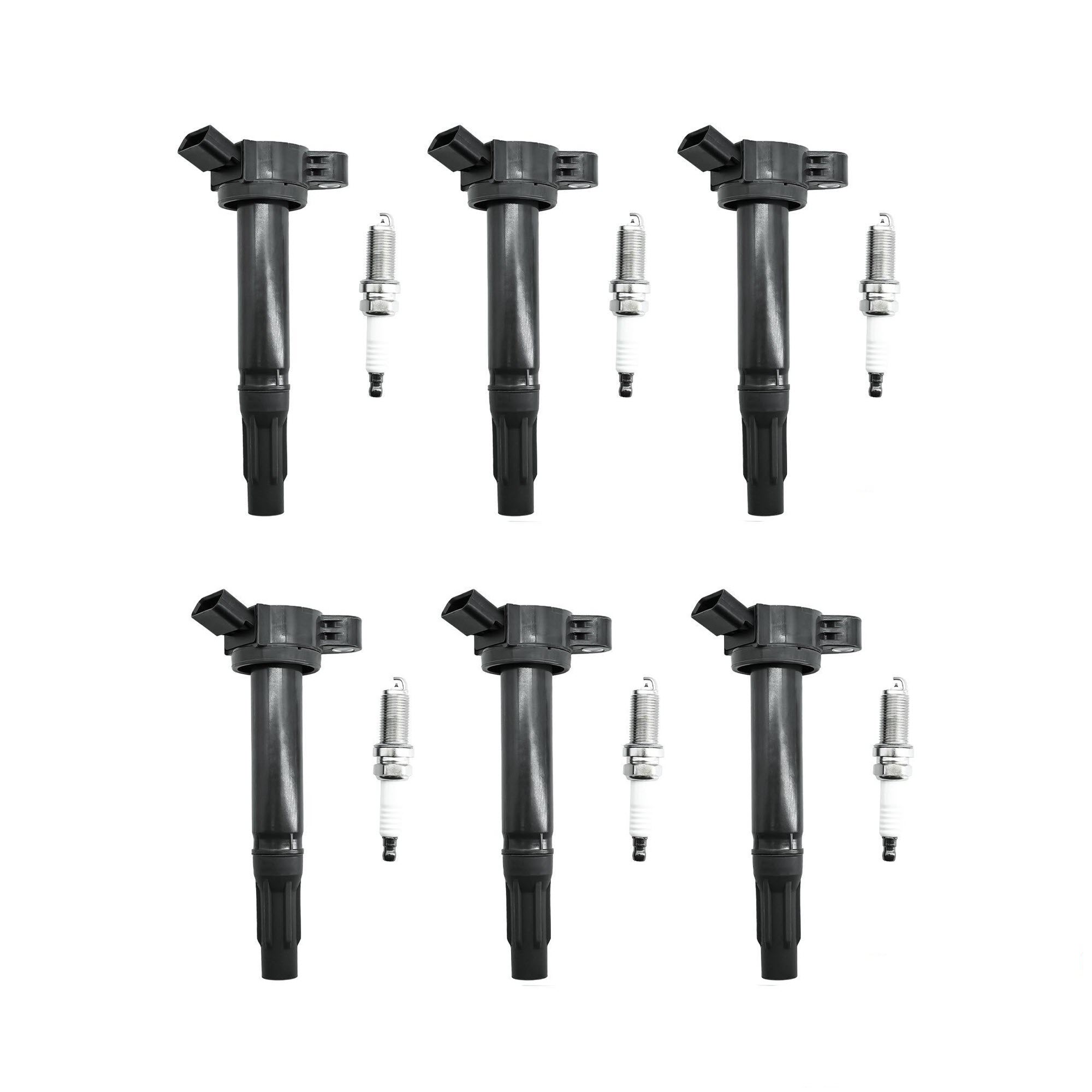 6PCS Ignition Coil Pack UF487 90919-02251 90919-A2002 & Double Iridium Spark Plug Fit for Toyota Avalon Highlander RAV4 Sienna Venza Camry