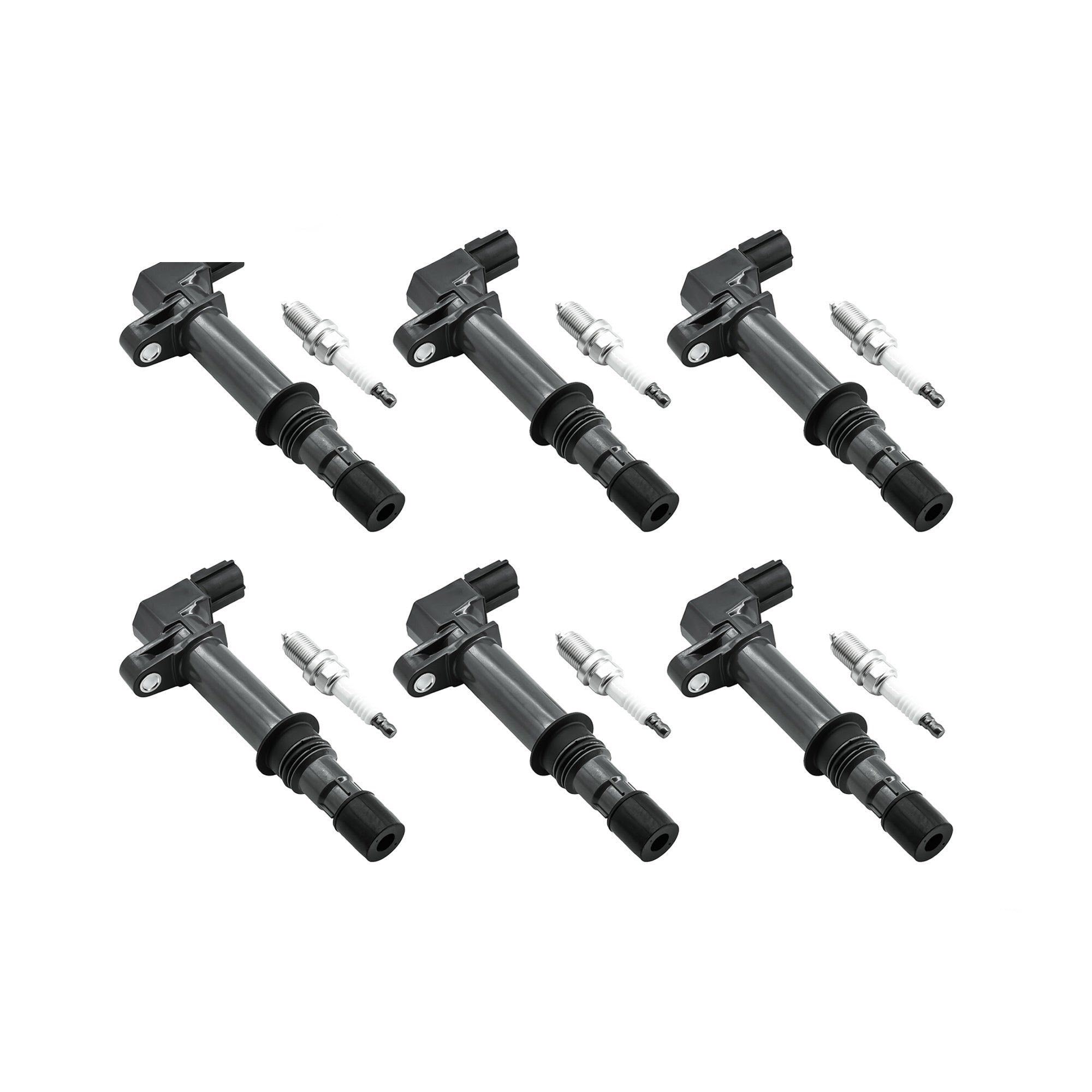 Set of 6 Ignition Coil Pack UF270 and Iridium Spark Plug Compatible with Jeep Commander Grand Cherokee Liberty with Engine V6 3.7L V8 4.7L
