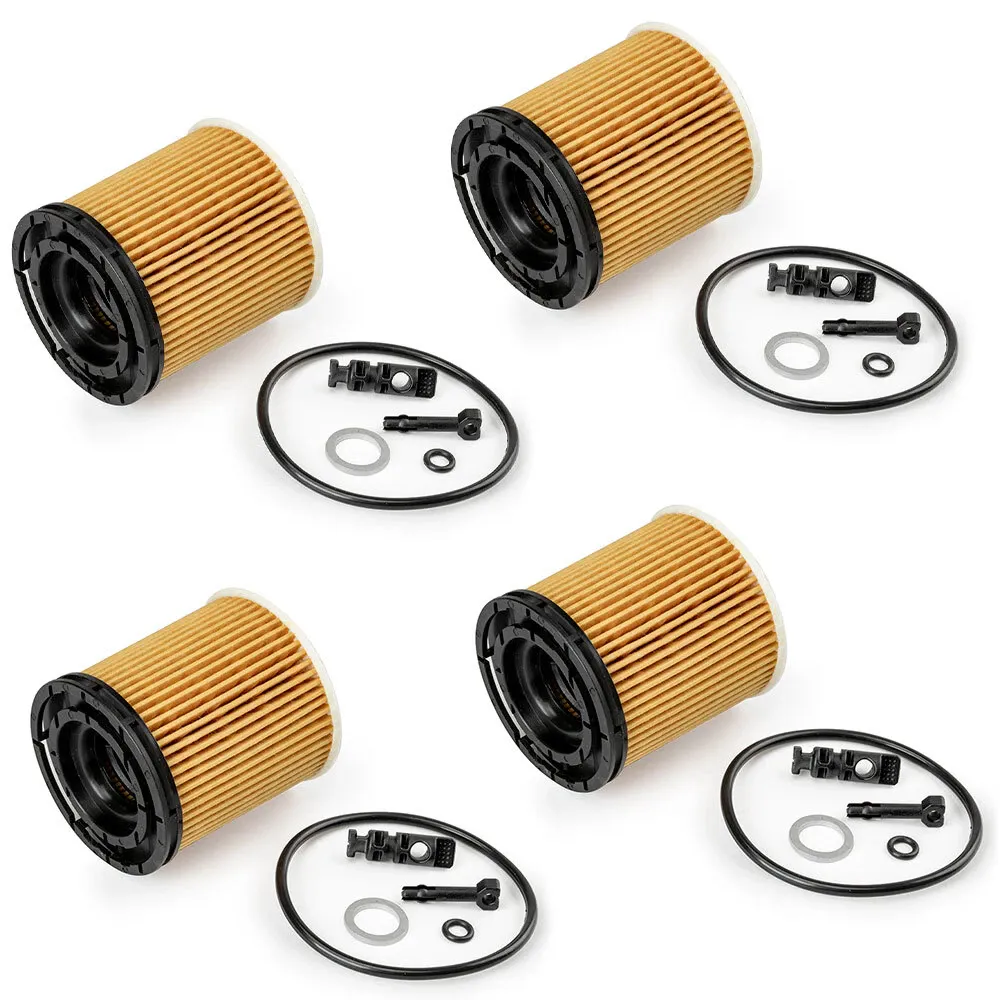 4 Pieces Oil Filter Pack with Seals 26350-2M000 for Hyundai Elantra Kona Santa Fe Tucson Venue Accent Kia K5 Rio Seltos Sorento Sportage