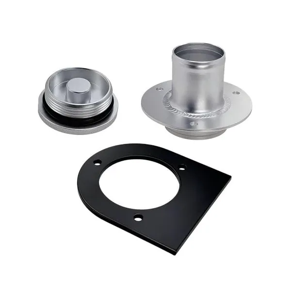 Fuel Tank Filler Neck With Billet Aluminum Gas Cap & Weld-On Steel Mount Bracket 17-2530 for 2" Connection Straight Hose