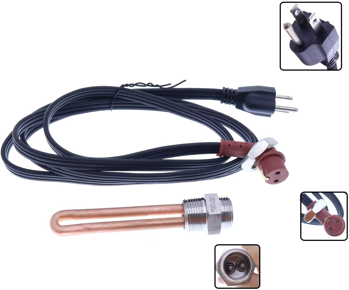 3500043 Engine Block Heater for Ford/Mercury/Lincoln/International/Caterpillar/Detroit/Hino/Mack/Nissan 3/4" NPT Thread/CSA Approved / 120 Volts / 1000 Watts
