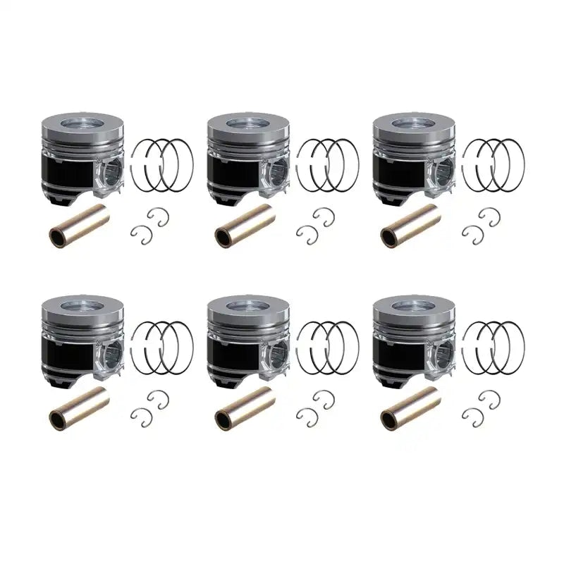 6 Cylinder Piston Set With Ring for Komatsu S6D108 S6D108-1 Engine PC300-5 PC300-6 Excavator