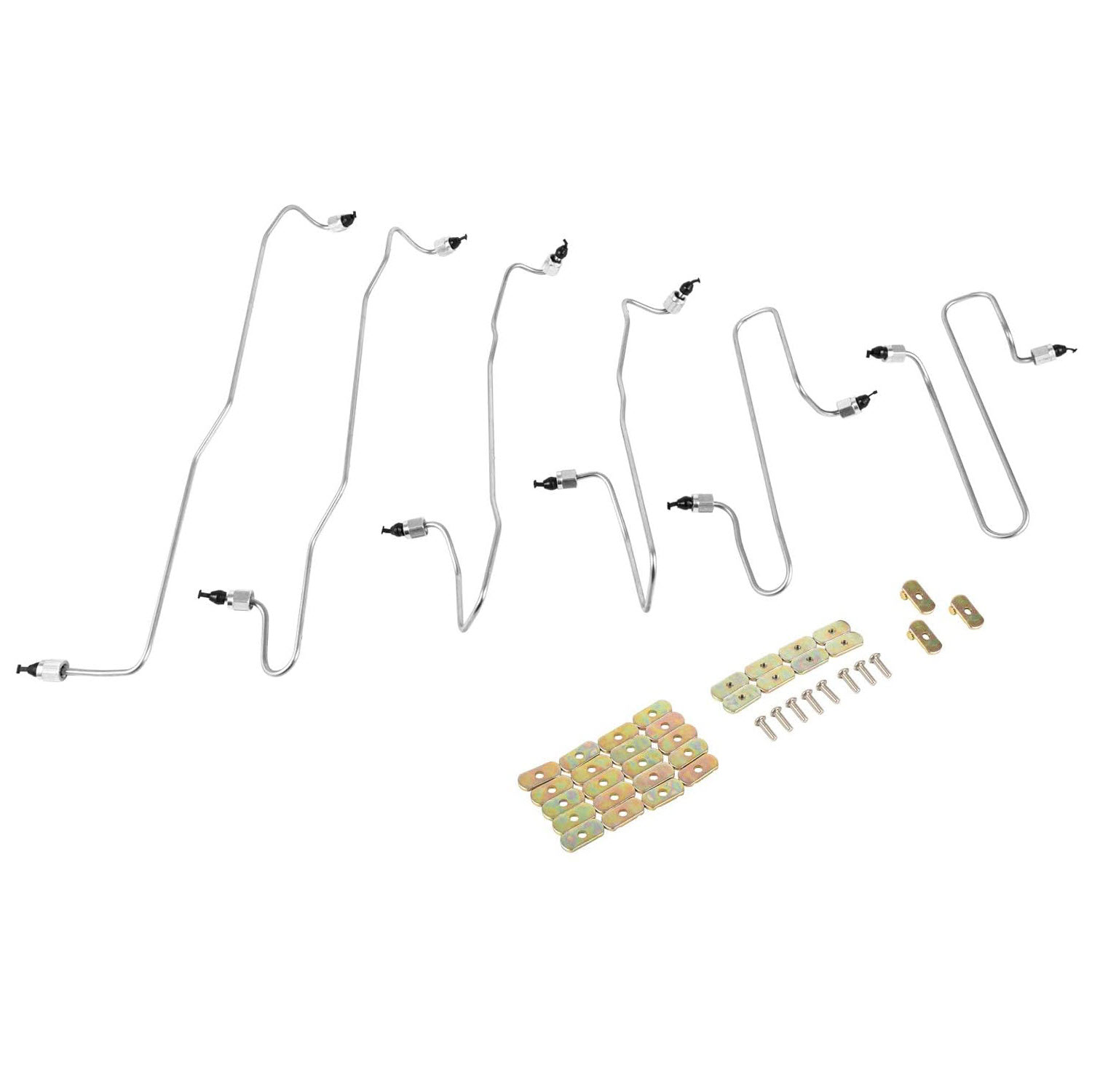 6Pcs Fuel Injection Line Kit with Clamps 1917941 1917942 1917943 1917944 1917945 1917946 For Caterpillar CAT 3406 3406B 3406C engine