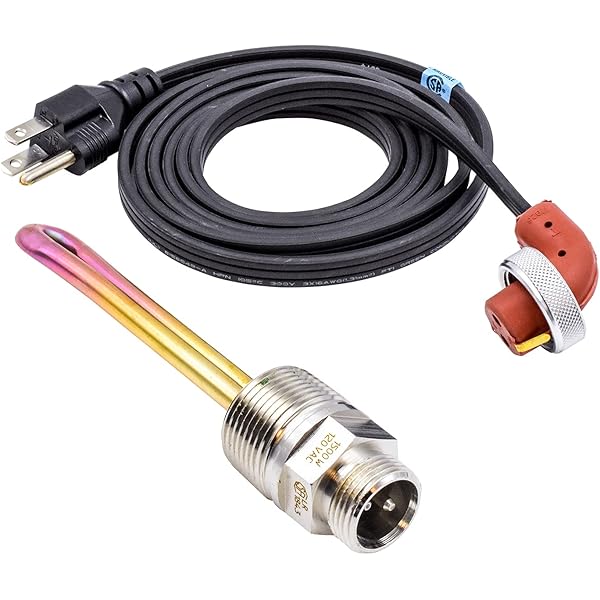 Heavy Duty Engine Block Immersion Heater 8605556 for Caterpillar, Detroit Diesel, International/Navistar and Perkins Engines, 1" NPT Thread | 120 Volts | 1500 Watts