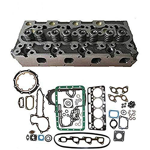 Compatible with 15521-03040 Cylinder Head with Valves + Full Gasket Kit for Kubota D1402