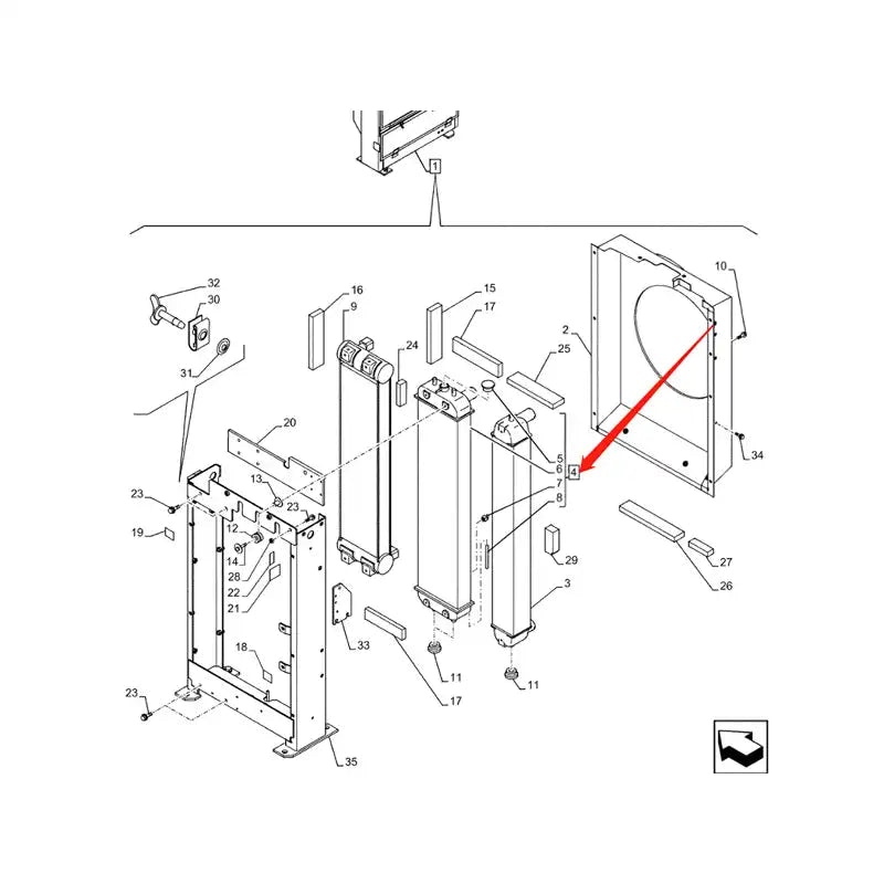 Engine Water Radiator Core LN003470 for CASE CX75 Crawler Excavator
