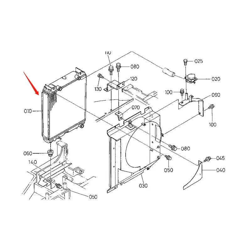 Engine Radiator Assy RD401-42304 for Kubota Excavator U-45