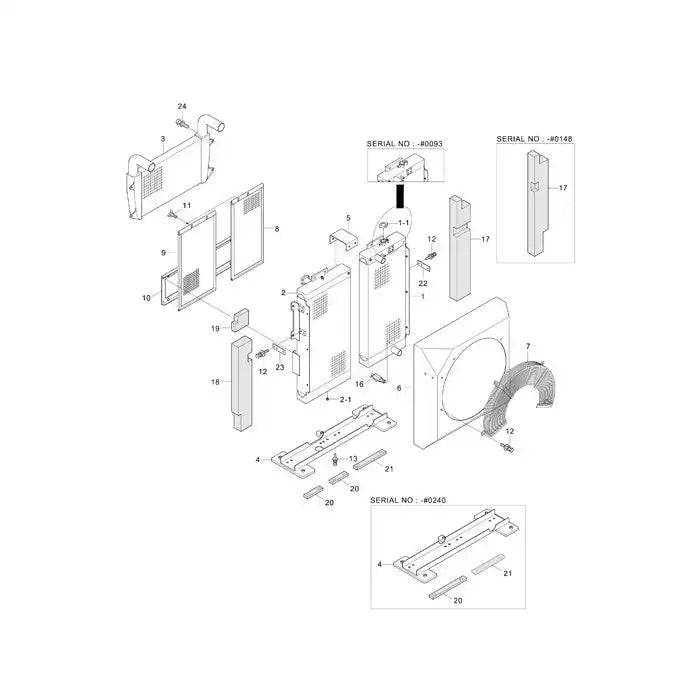 Water Tank Engine Radiator 11Q6-40630 11Q6-40631 for Hyundai Excavator R210LC-9 R250LC-9