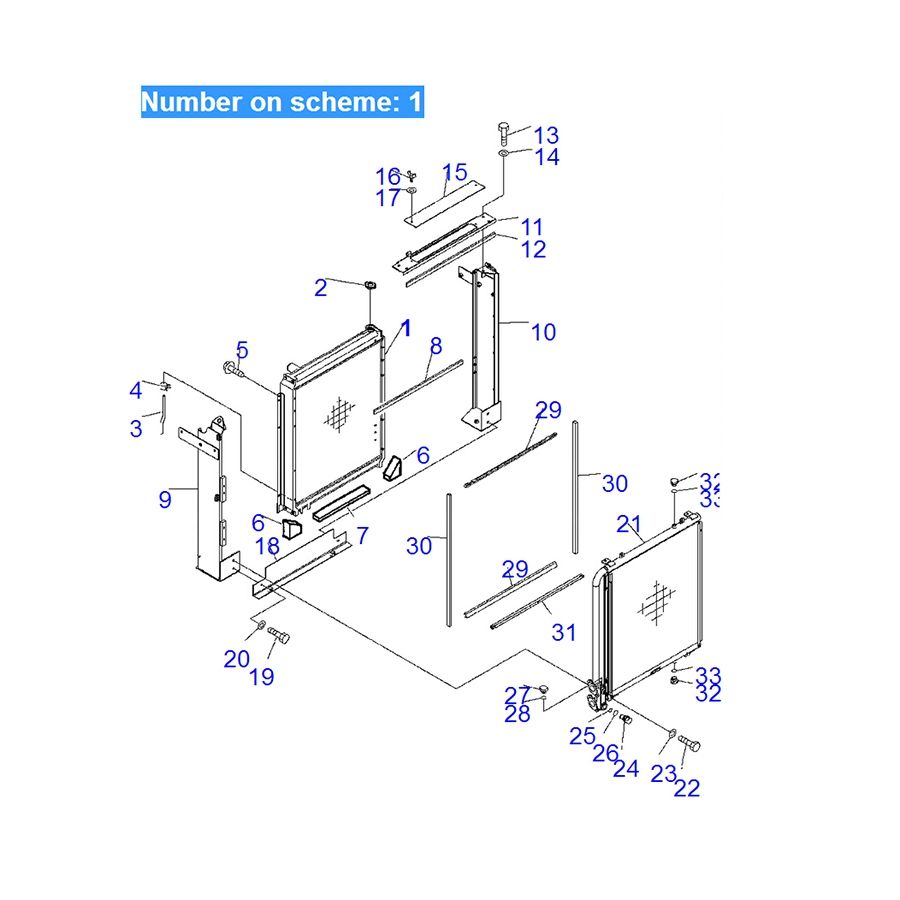 Water Tank Engine Radiator ASS'Y 206-03-72110 For Komatsu Excavator PC220LL-7L PC270-7 PC270LC-7L PC270LL-7L PC290LC-7K PC308USLC-3