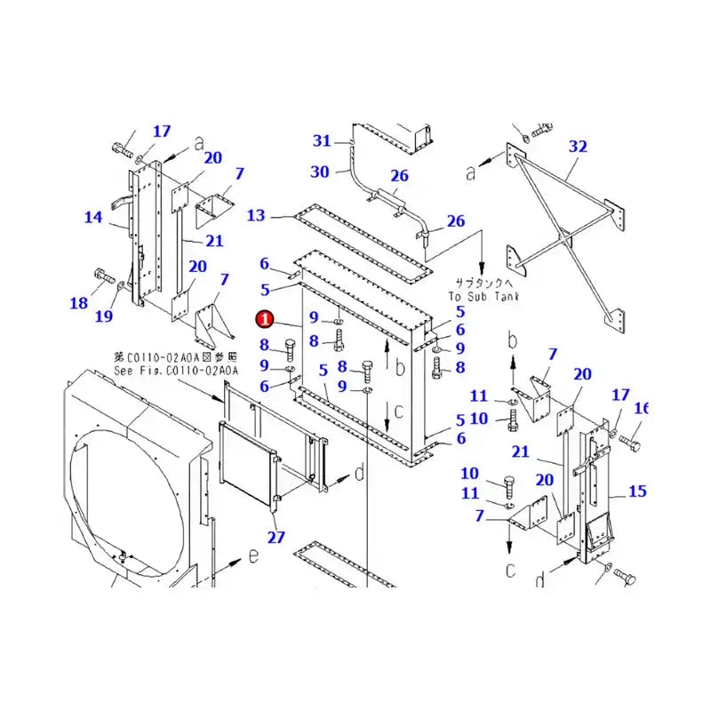 Water Tank Engine Radiator Core ASSY 426-03-11122 For Komatsu Wheel Loader WA600-1 WD600-1 568