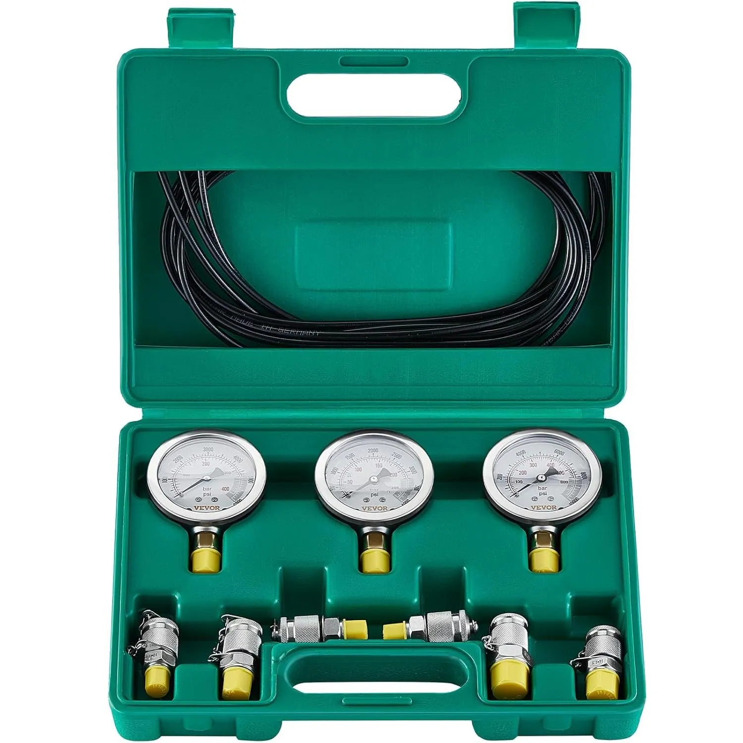 250/400/600bar Hydraulic Pressure Kit 3 Gauge 6 Test Coupling 3 Hose for Excavator Tractor