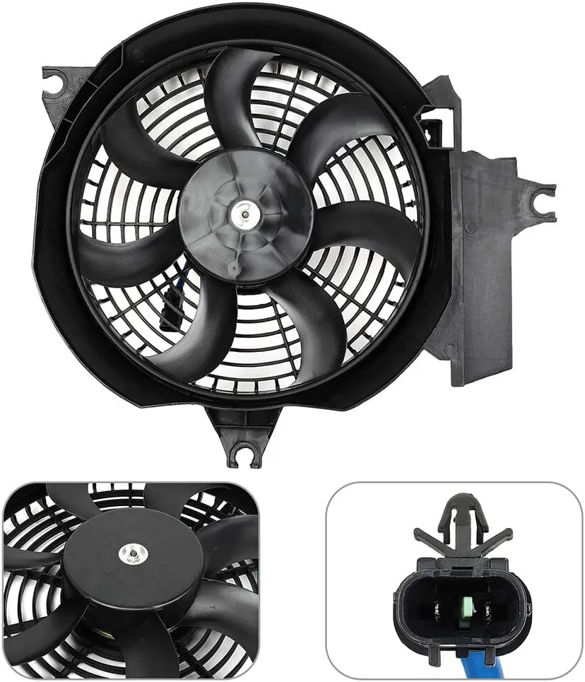 Radiator Cooling Fan Assembly Compatible with Hyundai Santa Fe 2001-2006 – Replaces 674-59593, 321-55010-200, HY3113109, 9773026200, 9773026150, 9778626200, 9773726000, 9773526101, 610610