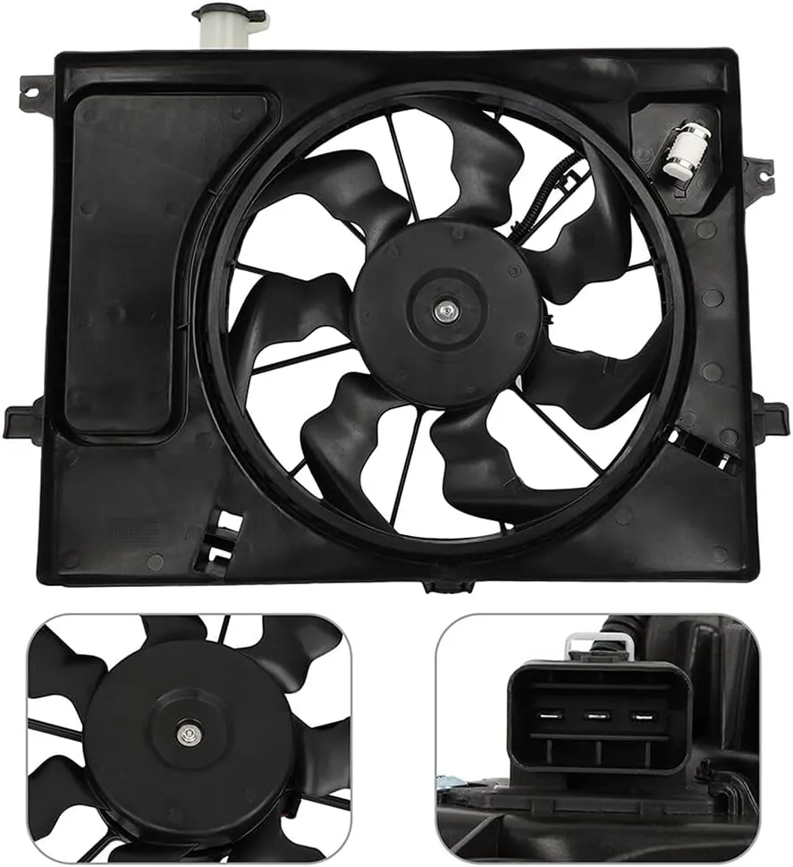 Radiator Fan Assembly 65cm for Hyundai Elantra 2011-2013, Kia Forte 2014, 30dB Noise Level, 3-Pin Power Connector, Beaded Material, Forced Air Cooling, Vehicle Compatible