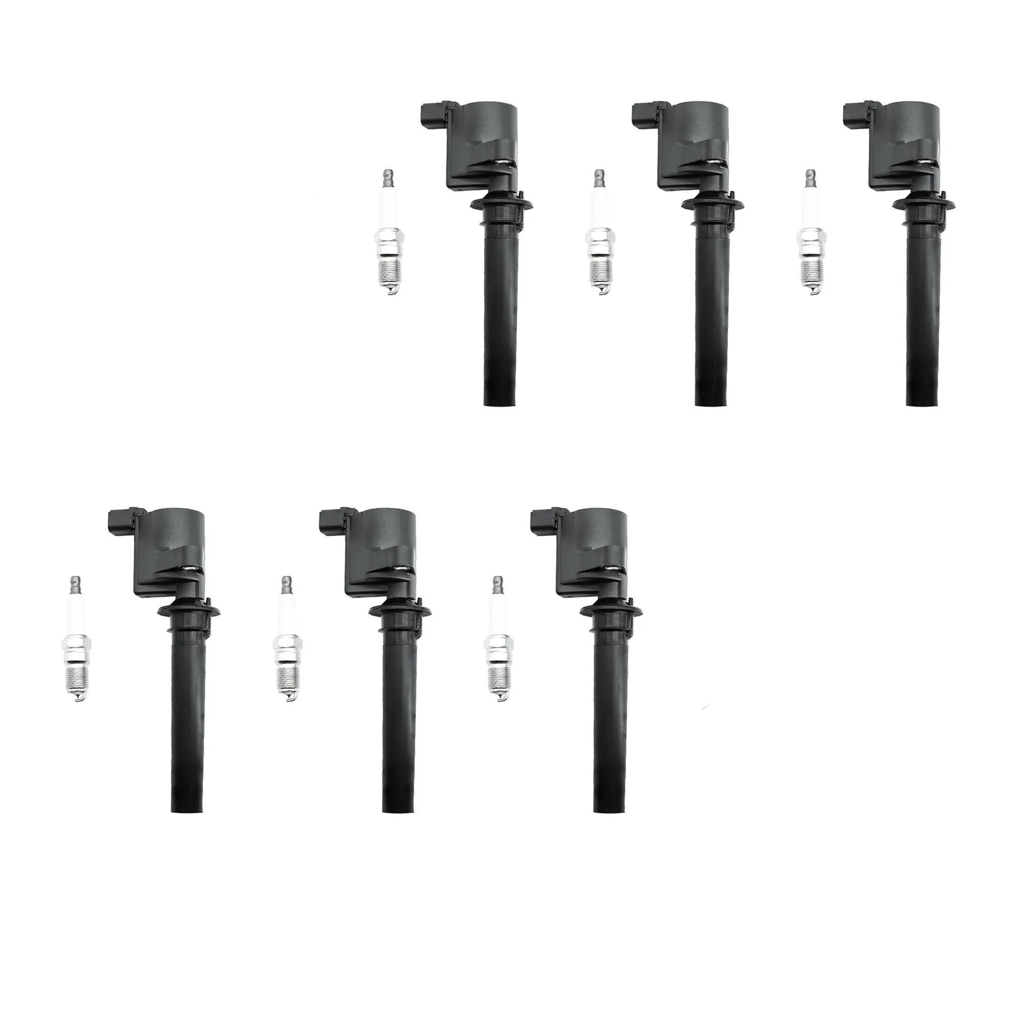 Set of 6 Ignition Coil Pack DG513/DG500 FD502 UF406 and Spark Plugs SP493 Compatible with Ford Escape Freestyle Five Hundred Taurus with V6 3.0L Engine