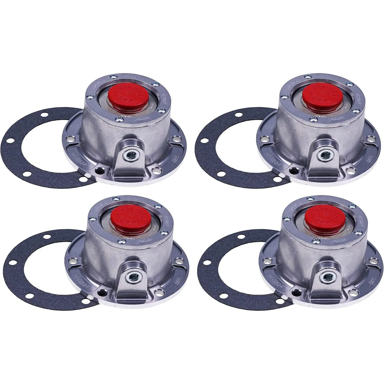 4 PCS Torque Steer Cast Aluminum Hub Cap w/ Side Fill Plug 343-4024 Replace Stemco